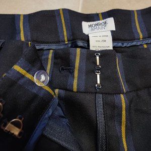 Navy Cuffed Dress Trousers W/ Yellow Pinstripe